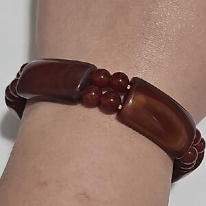 Carnelian Beaded Stretch Bracelet
